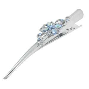   Glittery Blue Faux Crystal Decorate Alligator Clip Hairpin for Girls