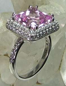  LAURA M 8.74ct Absolute Created Pink Sapphire Ring 925 Sterling 