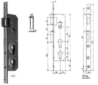 Einsteckschloss Doppel PZ Spezialschloss Dorn 30 Recht  