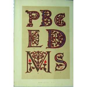   C1882 Ninth Century Calligraphy Letters Colour Print