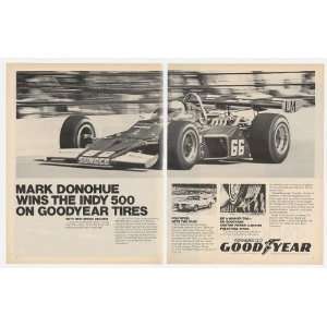  1972 Mark Donohue Indy Goodyear Tires 2 Page Print Ad 