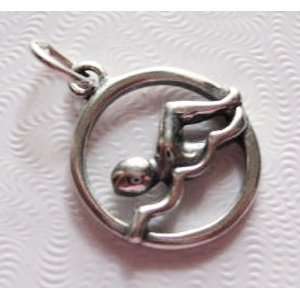   , Swimmer, Traditional, Sterling Silver Charm Great for Scrapbooking
