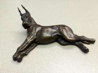 Stretched Lying Cold Cast Bronze Great Dane Puppy Limited Ed 