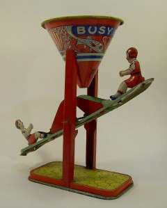 Vintage Chein Tin Litho Busy Mike See Saw Sand Toy 30s  