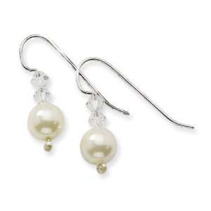  2 Crystals & Cultura Glass Pearl Drop Earrings Jewelry