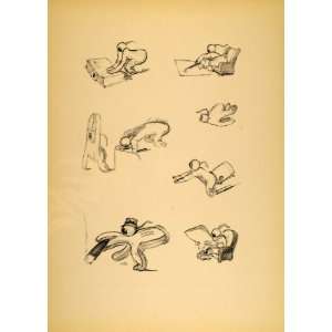 1948 Albert Hurter Disney Cartoon Hand Figures Print   Original Print
