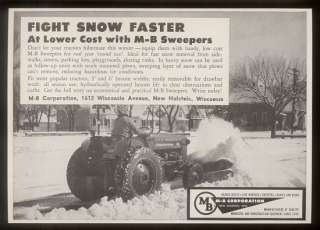 1956 Wauwatosa WI photo M B tractor snow plow print ad  