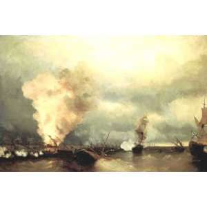   Aivazovsky   24 x 16 inches   Sea battle near Vyborg