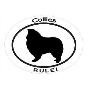  Oval Decal with dog silhouette and statement ROUGH COATED COLLIES 