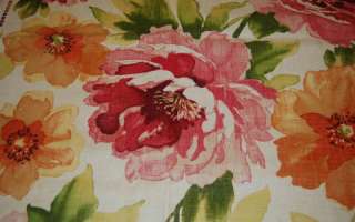 HD794 Watercolor Floral Flower Fuschia Rose Lime Linen Cotton Fabric 