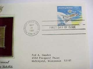 1981 Space Shuttle Satellite Launch Gold FDC US Stamp  