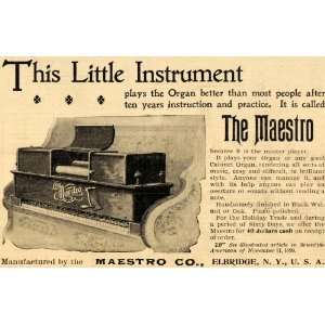   Organ Musical Instrument Elbridge   Original Print Ad