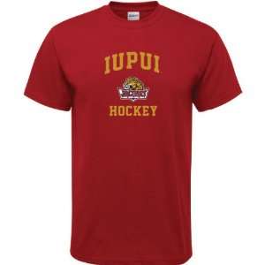  IUPUI Jaguars Cardinal Red Hockey Arch T Shirt Sports 