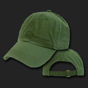 Olive Green Plain Solid Washed Cotton Polo Style Baseball Ball Cap 