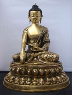 Antique Buddha Life Carving Gilted Copper Statue  