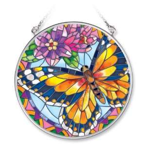 Amia Handpainted Glass Mosaic Butterfly Suncatcher, 4 1/2 