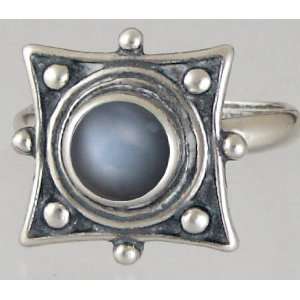   Sterling Silver Gothic Ring Featuring a Lovely Grey Moonstone Gemstone