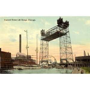   Postcard Halsted Street Lift Bridge Chicago Illinois 