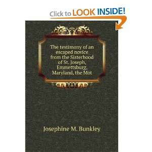   . Joseph, Emmettsburg, Maryland, the Mot Josephine M. Bunkley Books