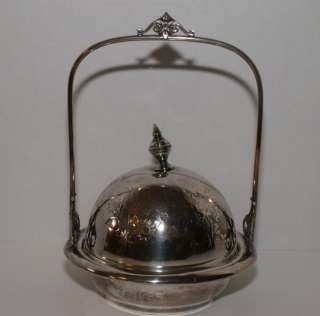 Antique Simpson Hall Miller Silverplate Handle Butter Dish  