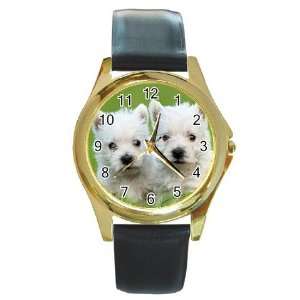  Westie Puppy Dog 4 Round Gold Trim Watch Z0645 Everything 