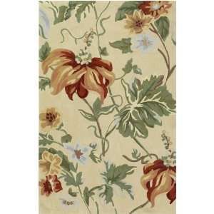   Beige Ivory Leaves Flowers 8 Round Rug (AMZ 7002)