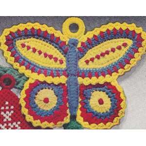  Vintage Crochet PATTERN to make   Pot Holder Butterfly Hot 