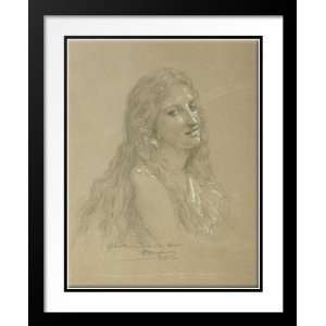   28x36 Framed and Double Matted Drawing of a Woman