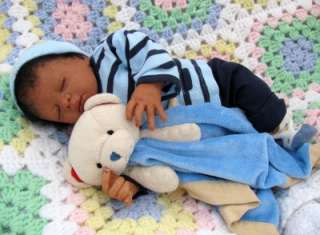   biracial AA lifelike realistic sleeping preemie baby boy OOAK  
