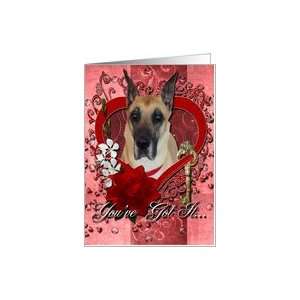  Valentines Day   Great Dane   Key to My Heart Card 