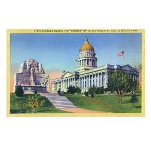 City, Utah, View of the Capitol Bldg and the Mormon Battalion Monument 