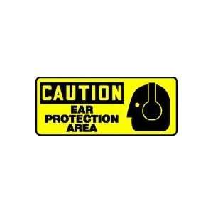 CAUTION EAR PROTECTION AREA (W/GRAPHIC) 7 x 17 Adhesive Vinyl Sign