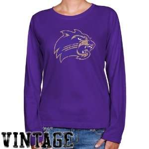 com Western Carolina Catamounts Ladies Purple Distressed Logo Vintage 