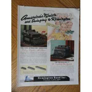  Remington typewriter, Vintage 30s full page print ad 