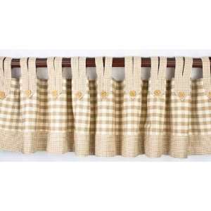 Cotton Homespun Tan & Off White Checked Window Lined Valance Curtain 