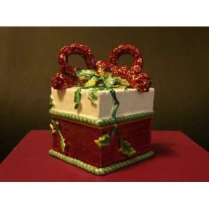 Fitz and Floyd Hinged Jeweled Box, Christmas Present  