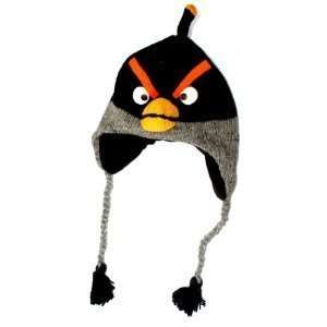  Angry Black Bird Animal Hat/Beanie with Ear Flaps and Poms 
