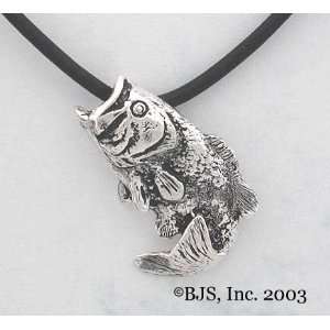  Large Mouth Bass Necklace   Sterling Silver Animal Jewelry 