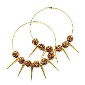 Ex Large Celebrity Style Basketball Wives Brown/gold Spikes/horns 