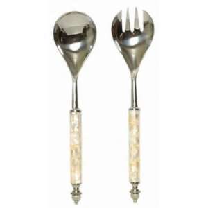  Decorative Salad Servers with Mother of Pearl Handles 