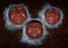   Clay Pottery Mask Eskimo Family Face Wall Art Native American Label