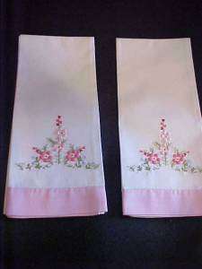 Vintage Towels Embroidered w/ Flowers  