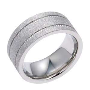 9MM Polished Stainless Steel Ring Covered in Stardust and two Milgrain 