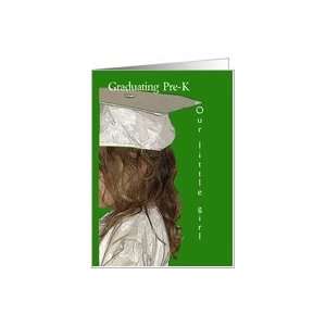  Graduation, Pre K, Girl, Small Girl in Cap and Gown Card 