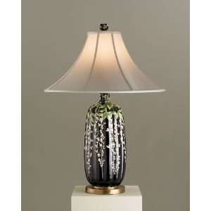   Lamps in Black With Floral Design Porcelain/ Antique Brass Home