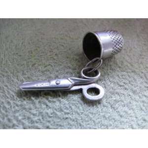  Vintage   SCISSORS CHARM (Movable Part) and THIMBLE CHARM 