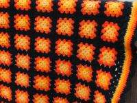 Handmade Crochet Afghan Orange Granny Square CROCHETED AFGHANS 60 x 44 