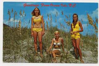   ISLE NC Cute Young Girls Bikinis Sea Oats Sand Dunes postcard  