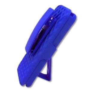 WIRELESS CENTRAL Brand COMBO Case BLUE Hard Back Plastic With Holder 