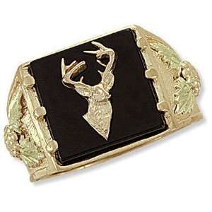   Black Hills Gold Deer Ring with Deer Head in Onyx   02870 Jewelry
